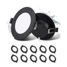 Grebeam 10 Pack Black Spotlights Ceiling Lights 5W, 450LM, 4000K Natural White, IP44, recessed Ceiling Lights, Cut-Out: φ75-90mm, 25mm Ultra Slim, Sp