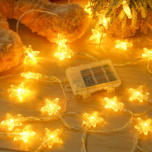 Dalugo Christmas Fairy Lights Battery Operated, IP65 Waterproof 6M 40 LED Warm White Star String Lights with Timer, Battery Powered Xmas Tree Lights