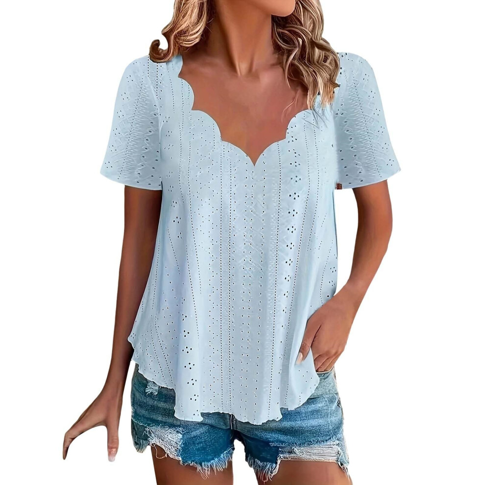 Sky Blue Women's Comfortable And Breathable Short-Sleeve- M