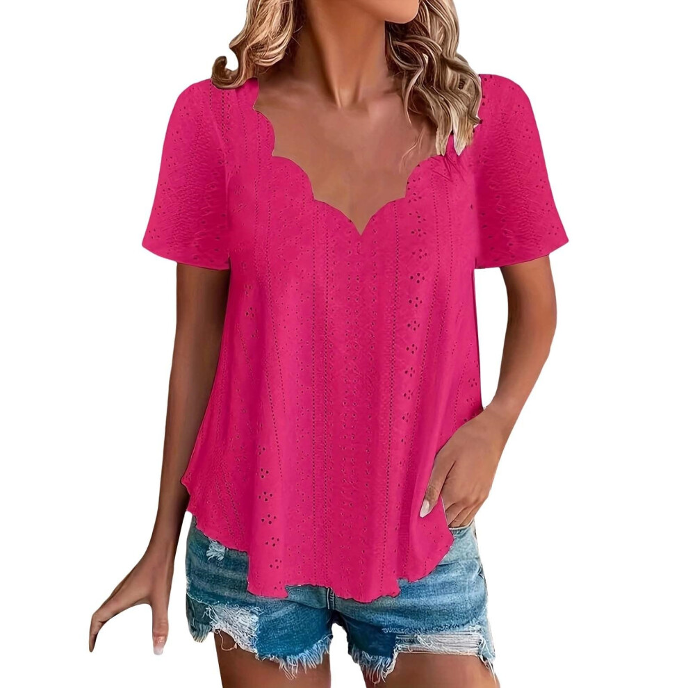 Women's Comfortable and Breathable Short-Sleeve-rose red S