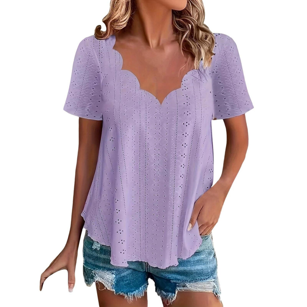 Purple Women's Comfortable And Breathable Short-Sleeve- Xl