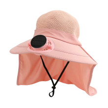 Large Eave Fisherman Hat With Fan for Fishing And Camping-Pink