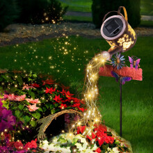 Solar Lights Outdoor Garden, Solar Watering Can Light Butterfly Garden Decor, IP65 Waterproof Lantern for Outdoor