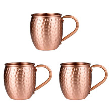 3X 530ML Pure Copper Mug Moscow Mule Mug Drum Cup Cocktail Cup Pure Copper Mug Restaurant Bar Cold Drink Cup, A