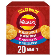 Walkers Meaty Variety Multipack Crisps Box 20x25g Red
