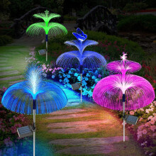4Pack Garden Solar Lights Outdoor Waterproof Stake, 2026 Garden Ornaments Jellyfish LED 7 Colour Changing Multi-Coloured Light for Outside Yard, Path