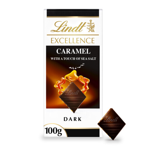 Lindt Excellence Dark Caramel Chocolate Bar with a Touch of Sea Salt  100 g