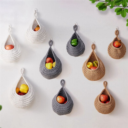 Wall Hanging Fruit Baskets for Kitchen 3 Pack Woven Produce Holder Vegetable Hanging Basket B 1