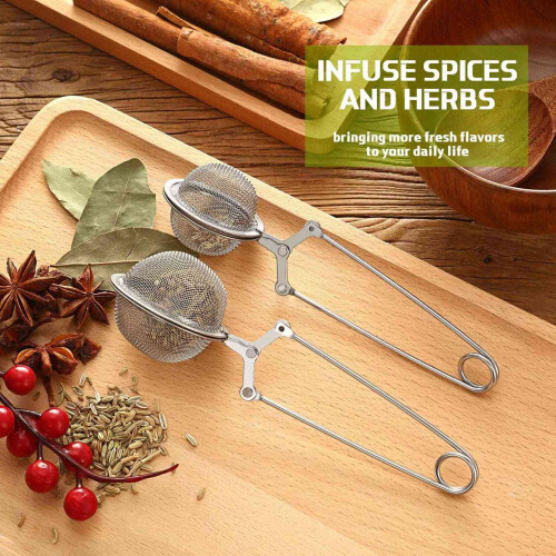 12Pcs Tea Infuser Loose Leaf Tea Snap  Tea Strainer Spoon Stainless Steel Tea Filter Steeper with Handle