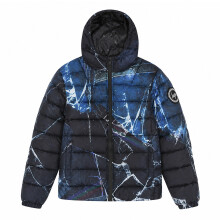(7-8 Years, Schwarz / Blau) Hype - HYPE - Jungen Steppjacke Schwarz Blau Kapuze Warm Winterjacke