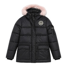 (7-8 Years, Schwarz) Hype - HYPE - Mädchen Explorer Jacke Schwarz Kapuze Warm Stepp Winter