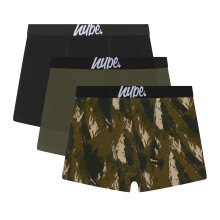 (9-10 Years, Multi) Hype - HYPE - 3er Pack Jungen Boxer Schwarz Oliv Print Atmungsaktive Unterwäsche