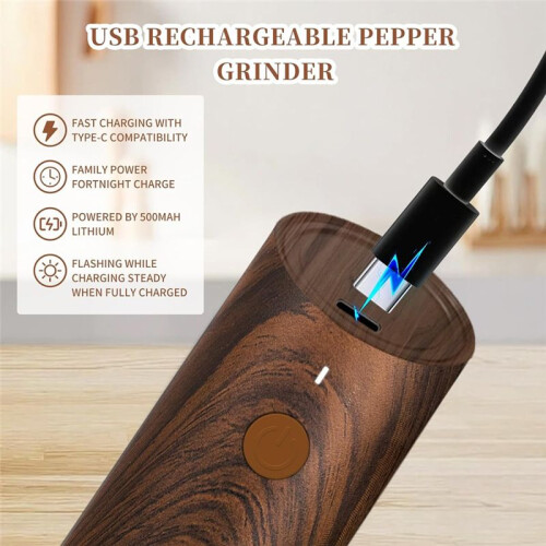 Electric Salt and Pepper Grinder Set-Automatic Pepper and Salt Grinder Refillable with 6Adjustable Coarseness Adjustable 1