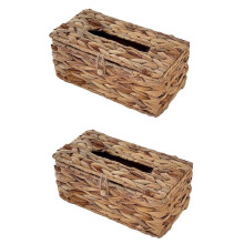 2X Ins Hiacynt Wodny Tkane Pudełko na Chusteczki Rattan Tkane Wieczko Papierowe Pudełko Sanitarne Domowy Salon Pompowanie Papierowe Pudełko do
