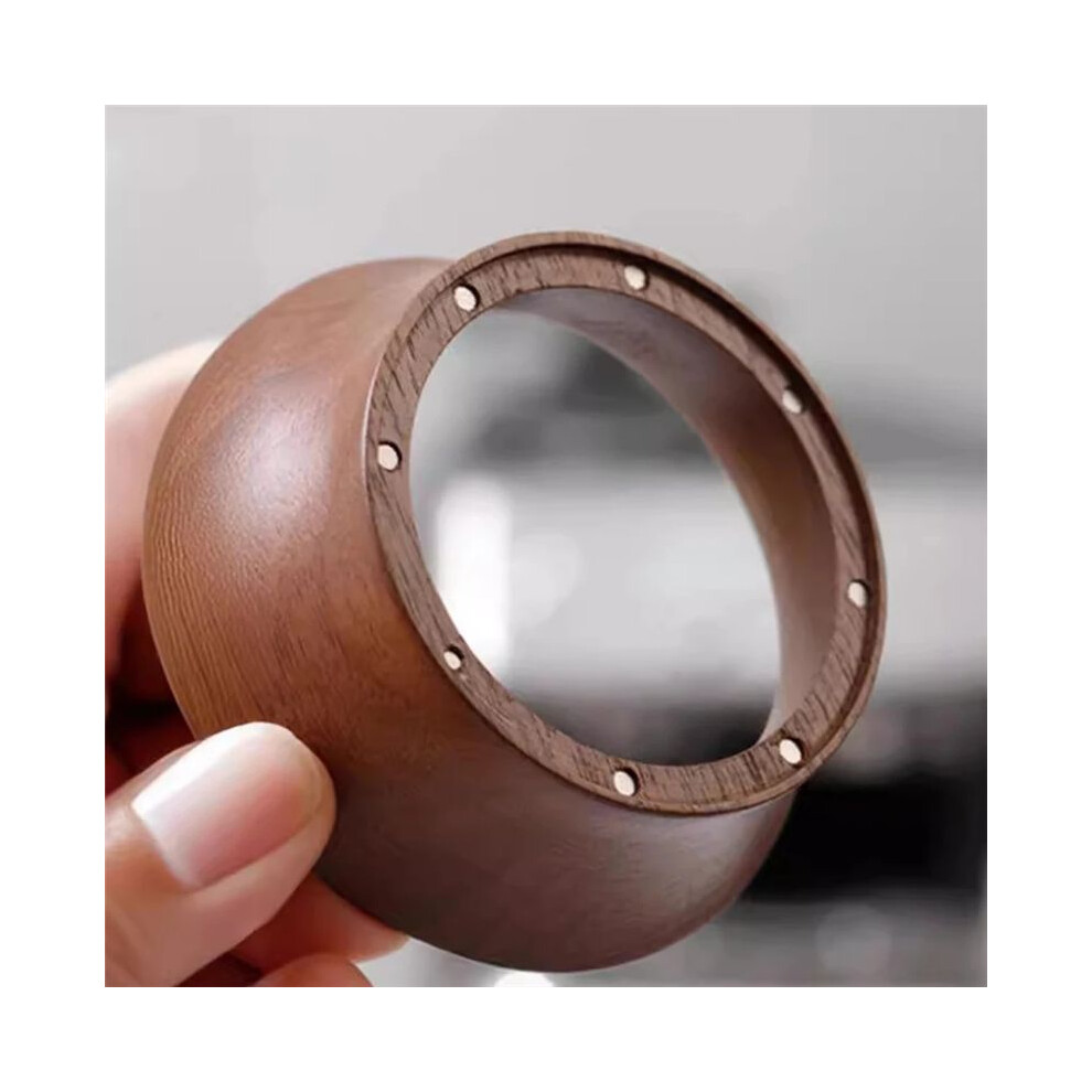Semoic Coffee Dosing Ring Funnel Magnetic 58Mm Walnut For E61 Portafilter Espresso Accessories
