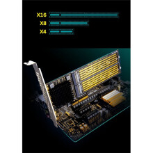 2X SSU PCI-E X4 Till Dual NVMe PCIe Adapter, M.2 NVMe SSD Till PCI-E X8/X16 Card Support M.2 (M Key) NVMe SSD 22110/2280/2260/2242