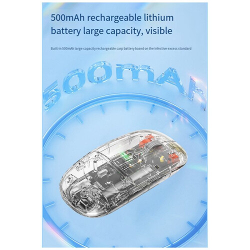 Mute Wireless  Mouse 3-Mode Transparent Mouse 2.4G+BT for Laptop/Tablet 2