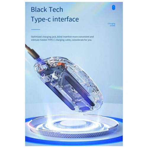 Mute Wireless  Mouse 3-Mode Transparent Mouse 2.4G+BT for Laptop/Tablet