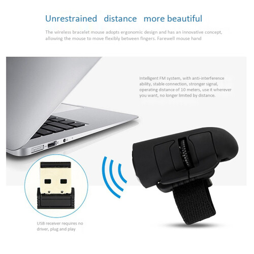 2.4G Wireless Finger Ring Optical  Mouse, Lazy Finger  Fingertip Wireless Mouse USB Optical Ring Laptop Mouse 2