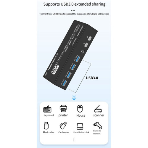 8K 60Hz DP/-Compatible KVM  USB 3.0 2 Monitors 2 Computers KVM  for Mouse Keyboad Monitor EU Plug 1