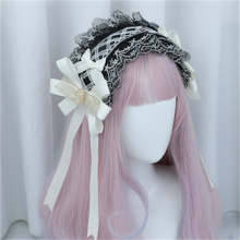 (White) Cosplay For Lolita Lace Bow Ribbon Headband Hairbands Gothic Headdress Punk Headwear Maid Style  For Women Girl's Hair Hoop