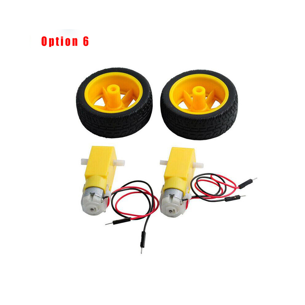 (Kit 6) Smart Car Robot Plastic Tire Tyre Wheel With Dc 3-6V Gearbox Motor Set For Arduino 123643804436
