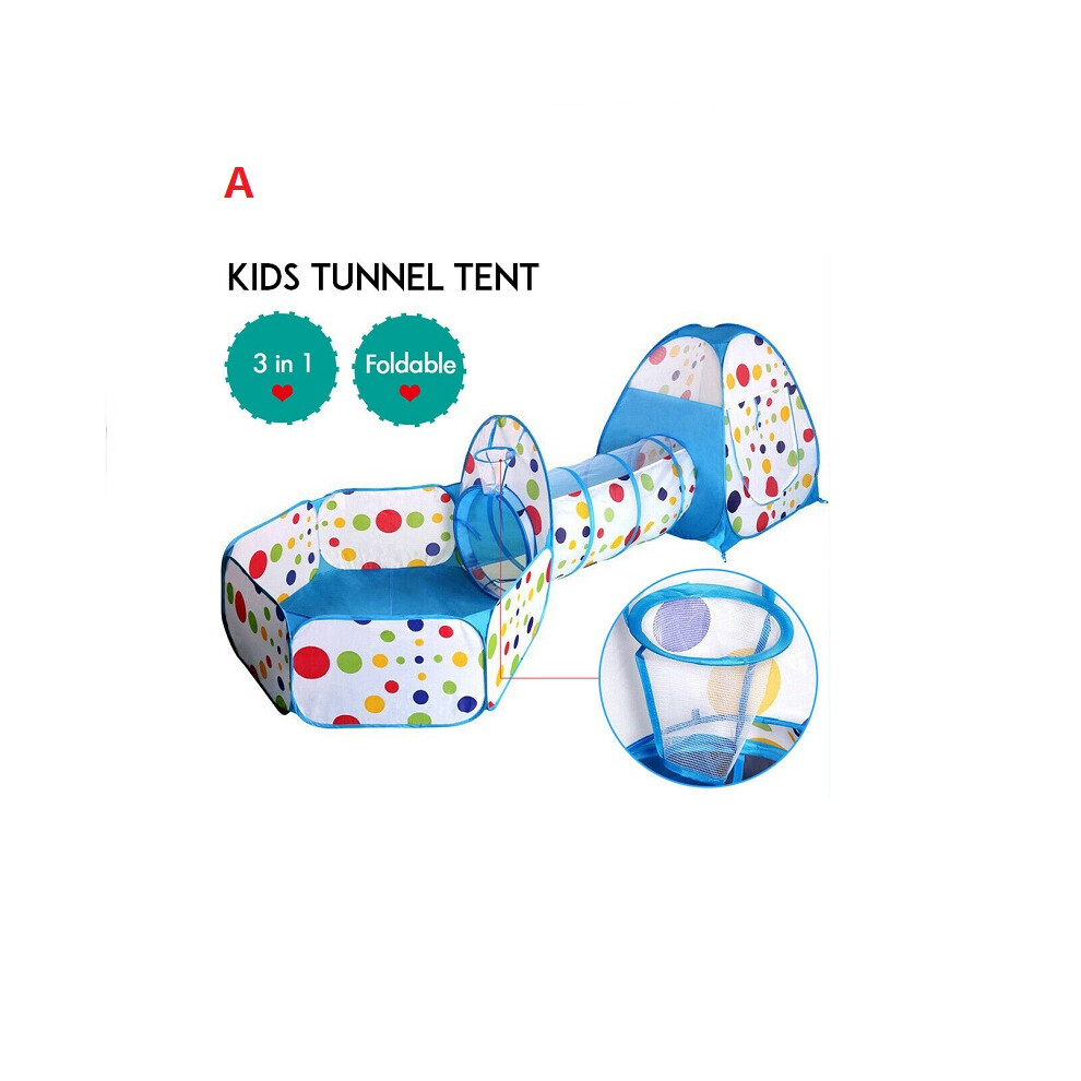 (A) Portable 3 In 1 Childrens Kids Baby Play Tent Tunnel Ball Pit Playhouse Pop Up Pink