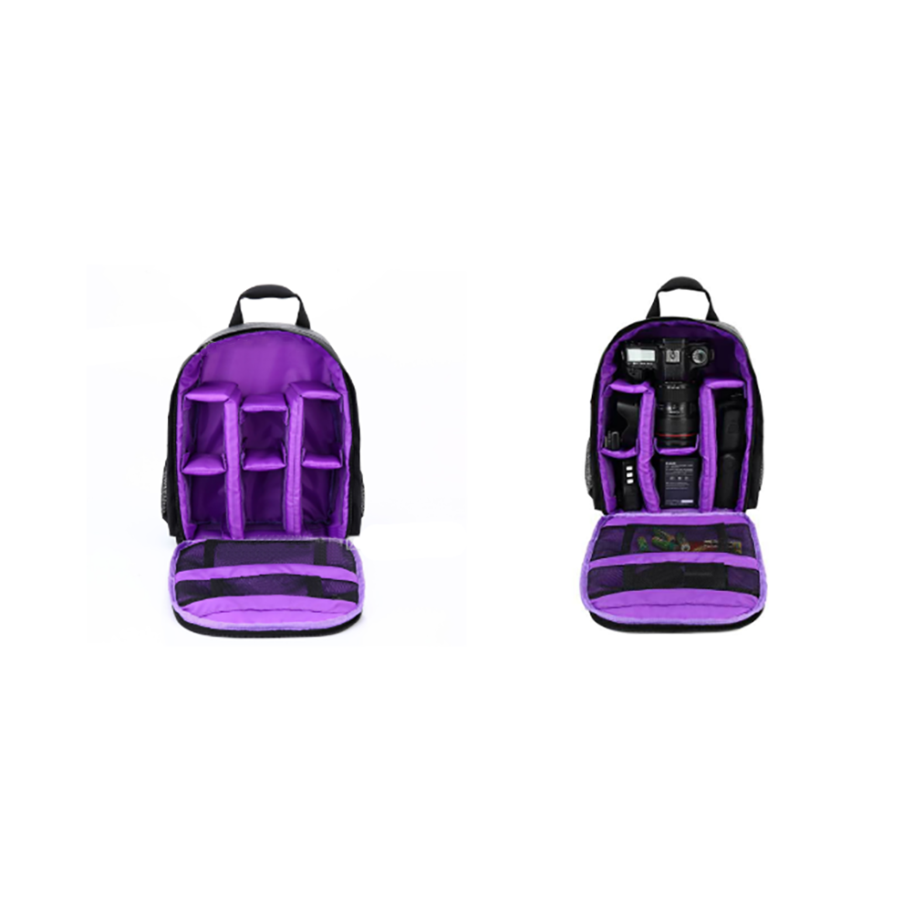(Purple) Large Waterproof Backpack Storage Bag For Canon Nikon Sony Dslr & Mirrorless Camera Purple 320997714057