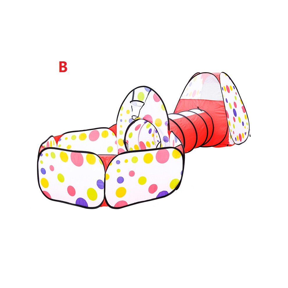 (B) Portable 3 In 1 Childrens Kids Baby Play Tent Tunnel Ball Pit Playhouse Pop Up Pink