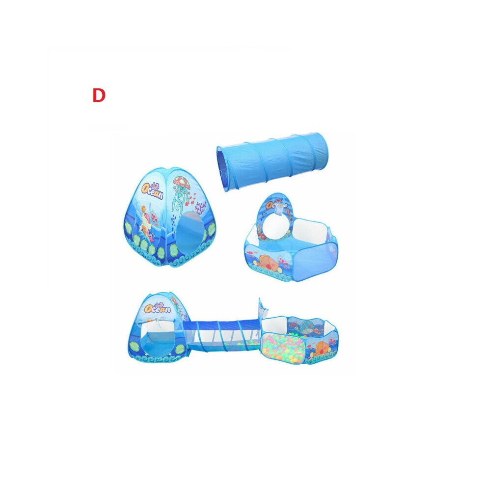 (D) Portable 3 In 1 Childrens Kids Baby Play Tent Tunnel Ball Pit Playhouse Pop Up Pink