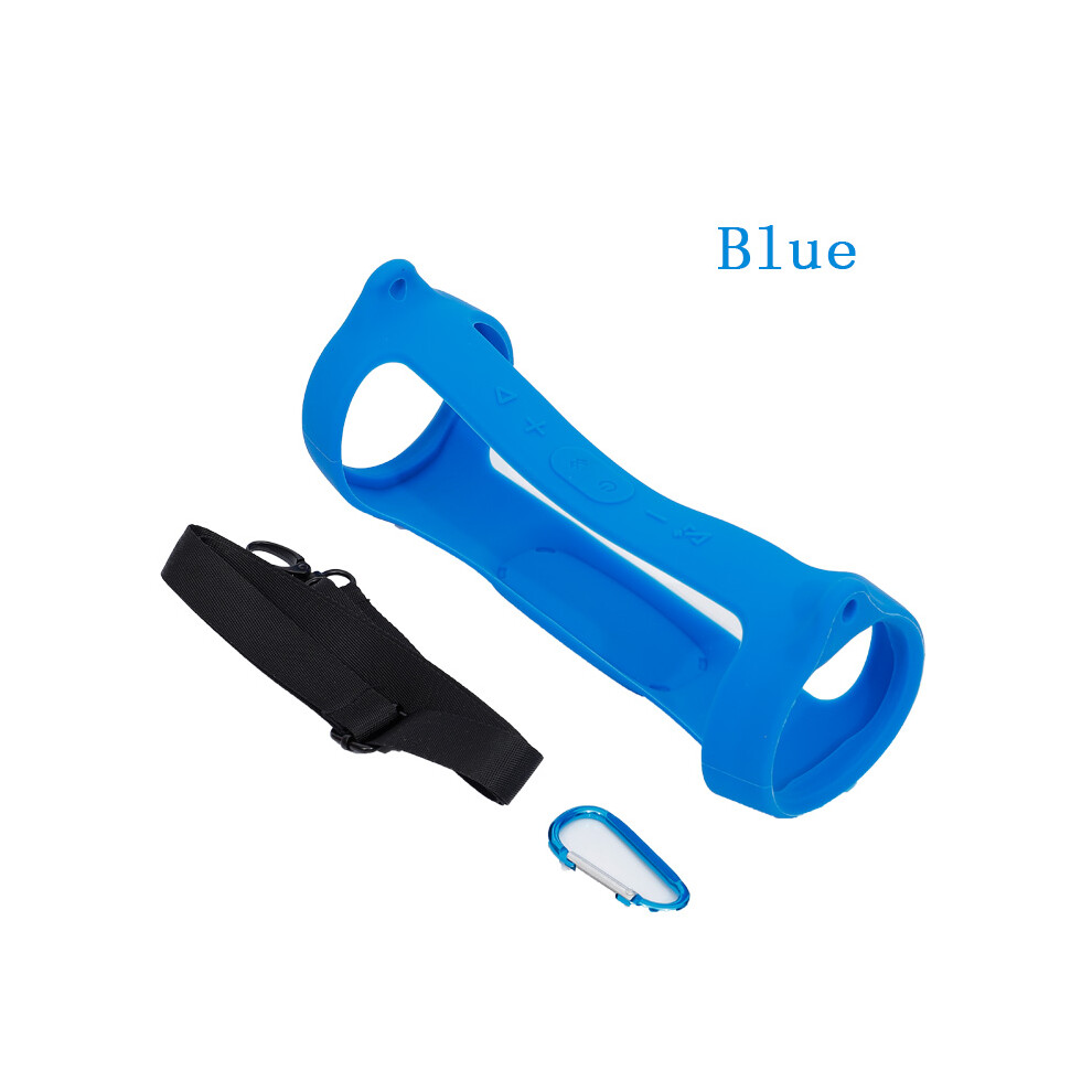 (blue) For JBL Charge 4 Wireless Bluetooth Speaker Silicone Carry Case Cover with Strap