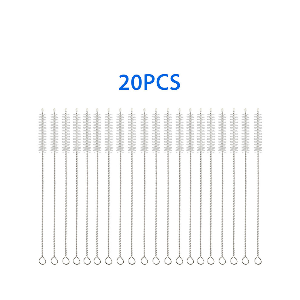 (20pcs) 20PCS Nylon Straw Cleaning Brushes with Stainless Steel Handle Drinking Pipe Cleaners