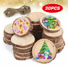 30PCS Wooden Wood Log Slices Natural Tree Bark Round Shape Table Wedding Decor