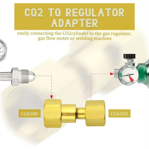 CGA-320 to CGA-580 Adapter, Carbon Dioxide Bottom to Argon Nitrogen Regulator Flowmeter Thread Converter 1
