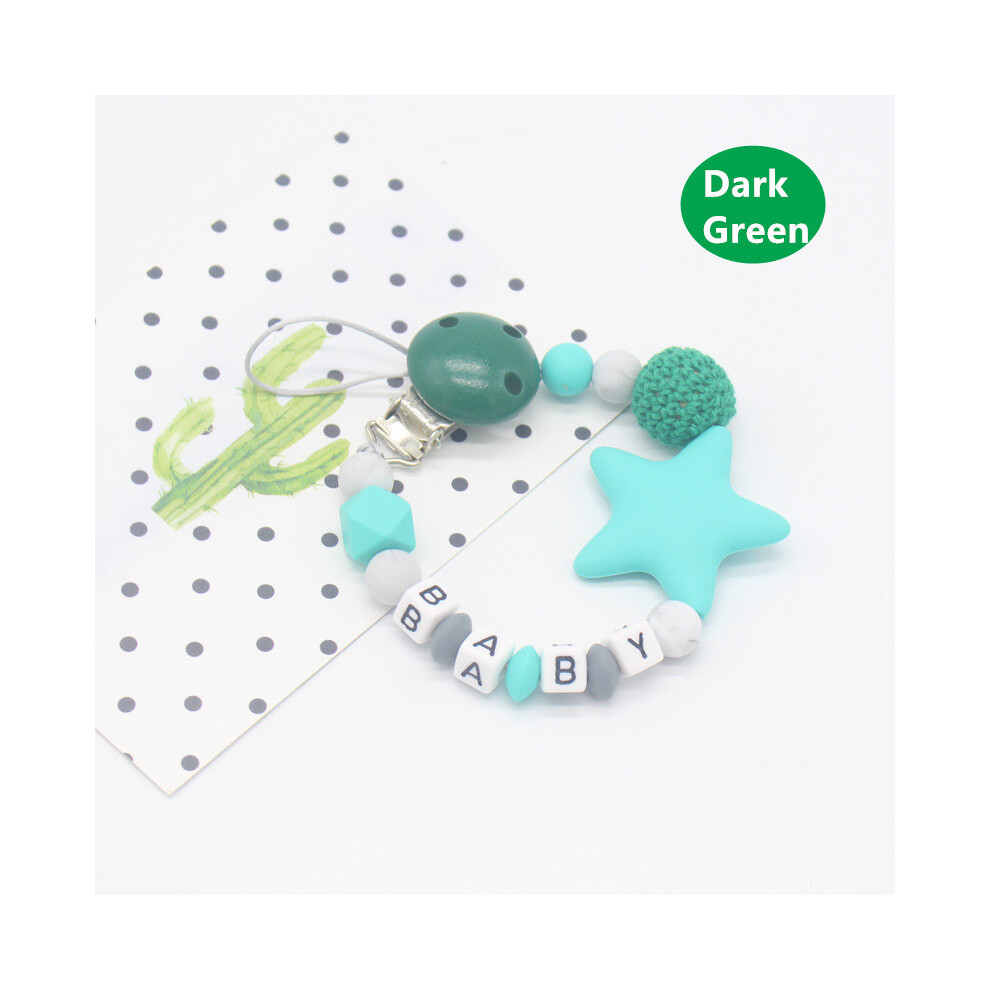( Green) Handmade Pacifier Clips Dummy Holder Chain Silicone Baby Teether Teething Toy Dark/Green