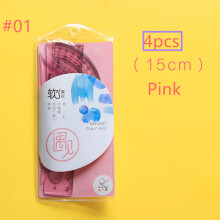 (#01) 4PCS Protractor Triangle Rulers Bookmark Drawing Supplies Bendable Office School Stationery
