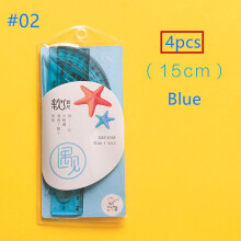 (#02) 4PCS Protractor Triangle Rulers Bookmark Drawing Supplies Bendable Office School Stationery