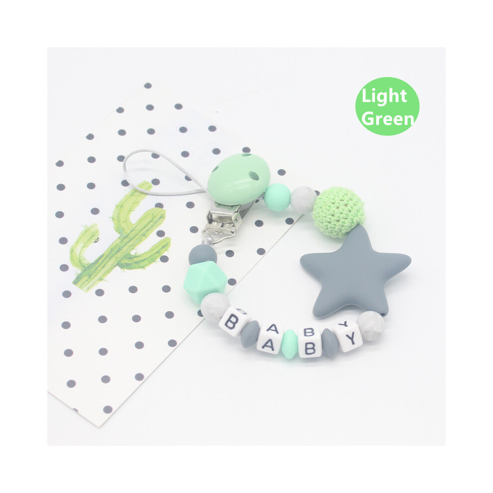 ( Green) Handmade Pacifier Clips Dummy Holder Chain Silicone Baby Teether Teething Toy Light/Green