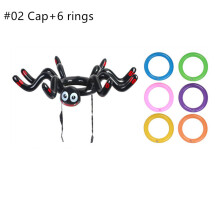 (#02 Cap+6 Rings) Inflatable Spider Throwing Rings Toss Game Kids Halloween Christmas Holiday Party Toys