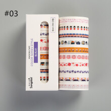 (#03) 10PCS Washi Tape Set Adhesive Decorative Label Masking Paper Sticker DIY Scrapbooking