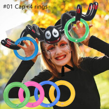 (#01 Cap+4 Rings) Inflatable Spider Throwing Rings Toss Game Kids Halloween Christmas Holiday Party Toys