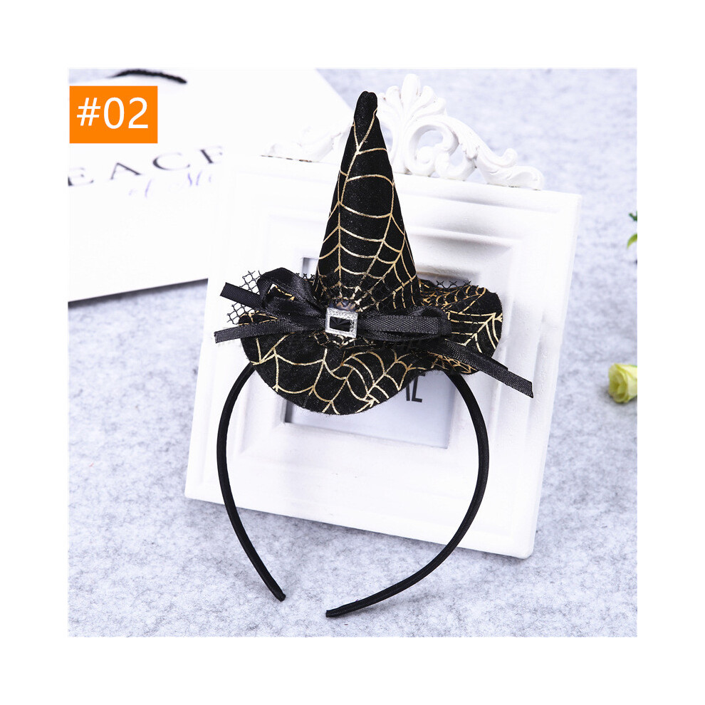 (#04) Halloween Headwear Mini Pointy Witch Hat Hair Hoop Hairband Cosplay Party Props