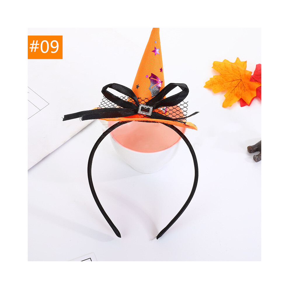 (#09) Halloween Headwear Mini Pointy Witch Hat Hair Hoop Hairband Cosplay Party Props