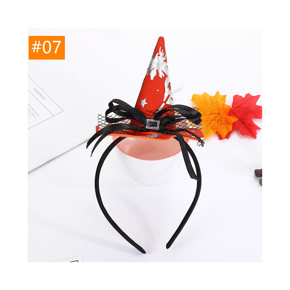 (#07) Halloween Headwear Mini Pointy Witch Hat Hair Hoop Hairband Cosplay Party Props