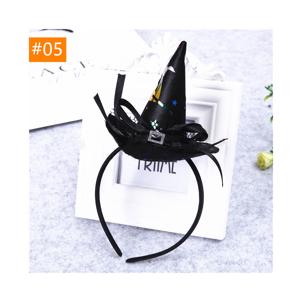 (#05) Halloween Headwear Mini Pointy Witch Hat Hair Hoop Hairband Cosplay Party Props