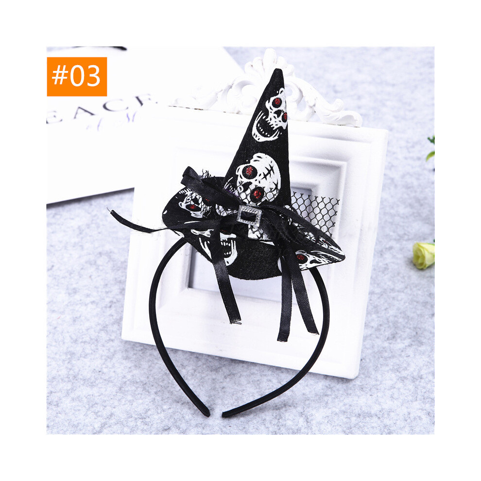 (#03) Halloween Headwear Mini Pointy Witch Hat Hair Hoop Hairband Cosplay Party Props