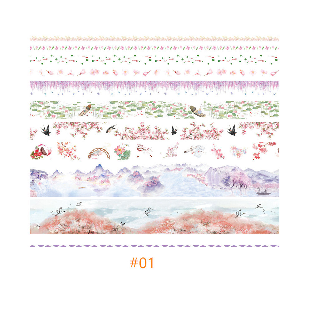 (#01) 10Pcs Flower Washi Tape Set Adhesive Diy Scrapbooking Sticker Label Masking Tape 320997718888