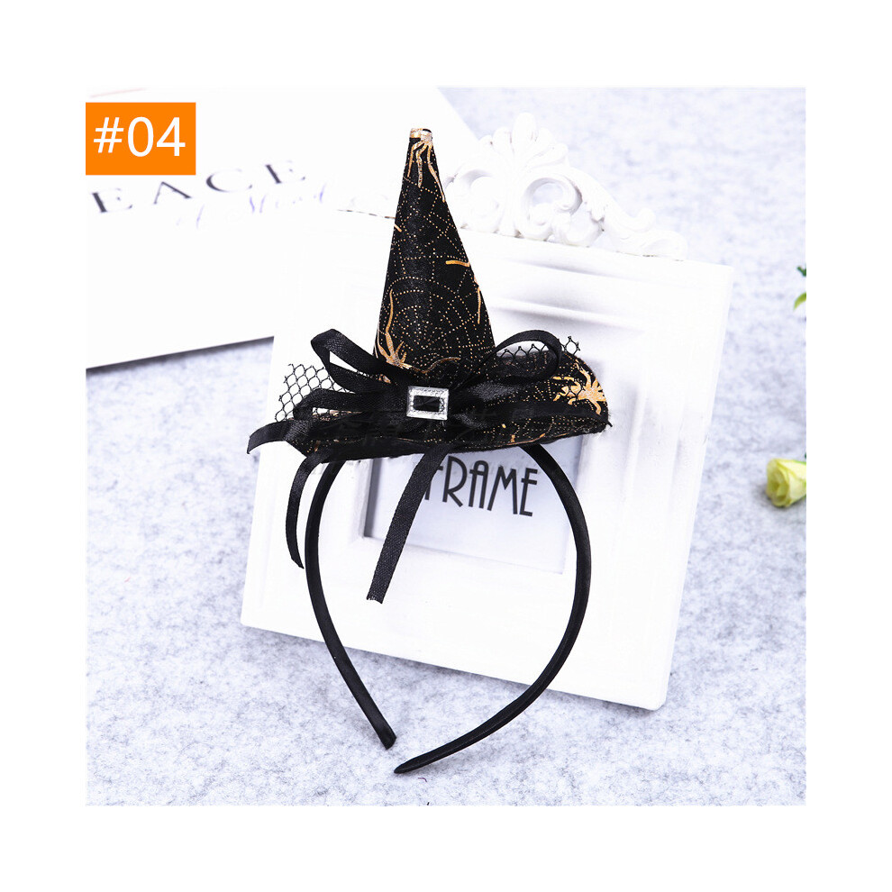 (#01) Halloween Headwear Mini Pointy Witch Hat Hair Hoop Hairband Cosplay Party Props