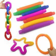 (5pcs) Safe DIY Decompression Foldable Stretch Sensory Tubes Toys For Stress Relief Or Children Special Inspiring Physiotherapy