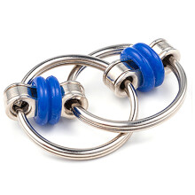 (Dark Blue) Fidget Metal Chain Ring Finger Spinner Stress Relief For Autism ADHD Sensory Toys